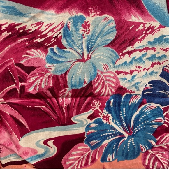 Vtg Hilo Hattie Shirt Women's Hawaiian Pink Floral Button up Aloha USA Beach - Picture 2 of 5